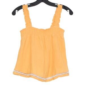 Marine Layer Tank Top Gauze Babydoll Cottage Coastal Grandma Prairie Orange XS